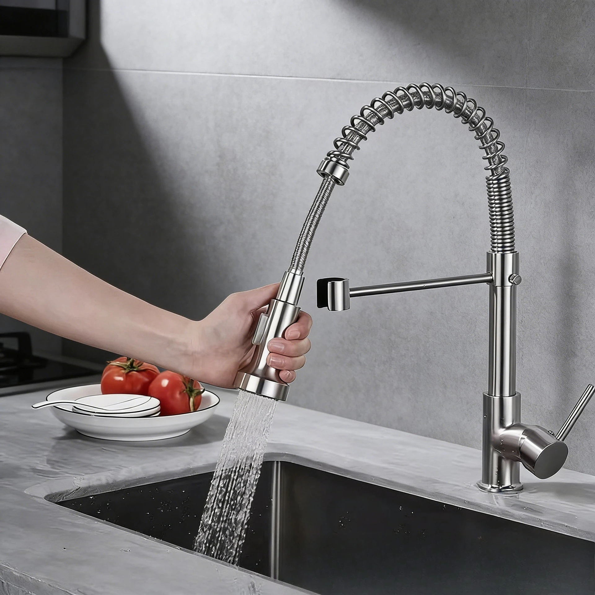 Kitchen Spring Faucet Hot Cold Water Dual Use Pull Out Sprayer Function Kitchen Mixer Tap