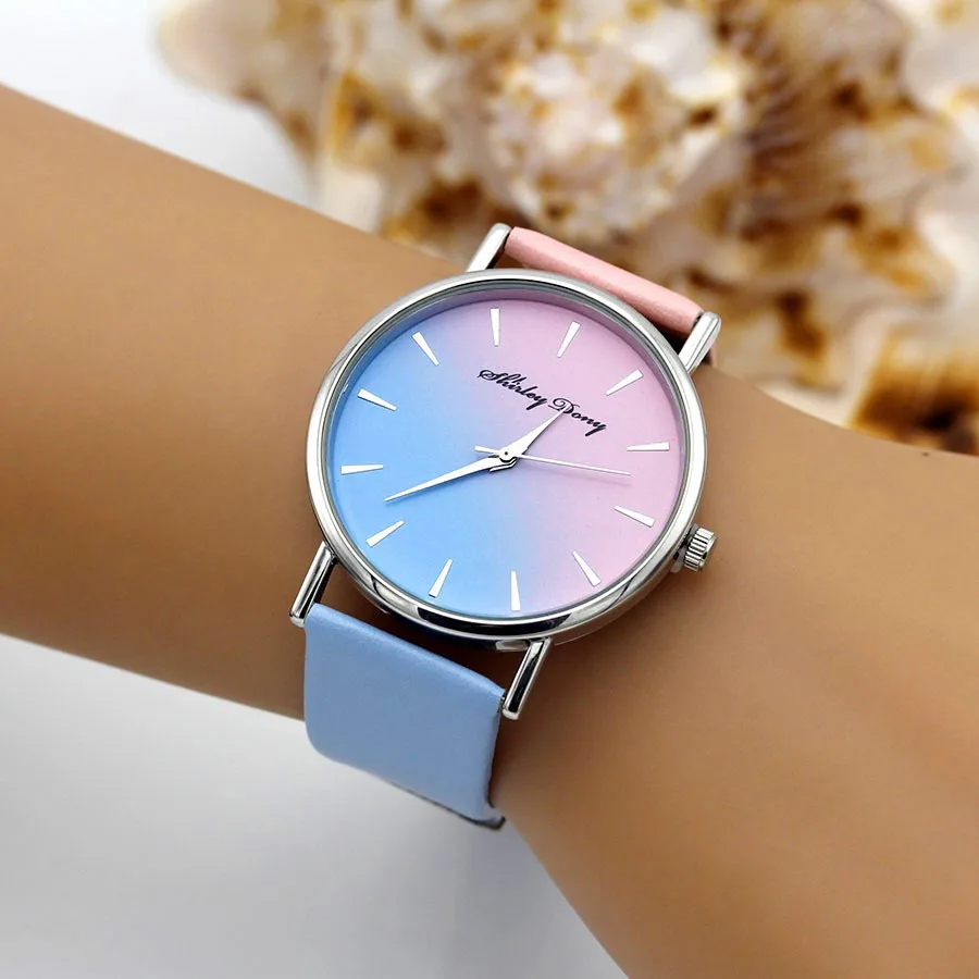 2 Gradient Ramp Color Watchstrap Luxury Women Watches New Ladies Casual Clock Female Quartz Wristwatches Feminino Zegarek Damski