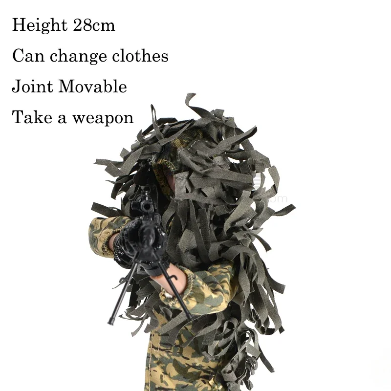 1/6 28 centimetri Soldati 11 "Giunto Mobile Action Figure Invia Arma Fucile Da Cecchino Camouflage Chothes Merci Finite Figure Regalo Giocattolo