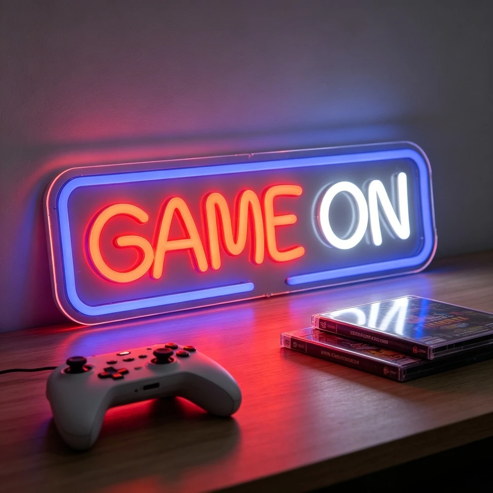 Game On Neon Sign LED Light RGB Gaming Room Decor for Boys Men Bedroom Setup Video Game Party Gift USB Rechargeable Wall Art