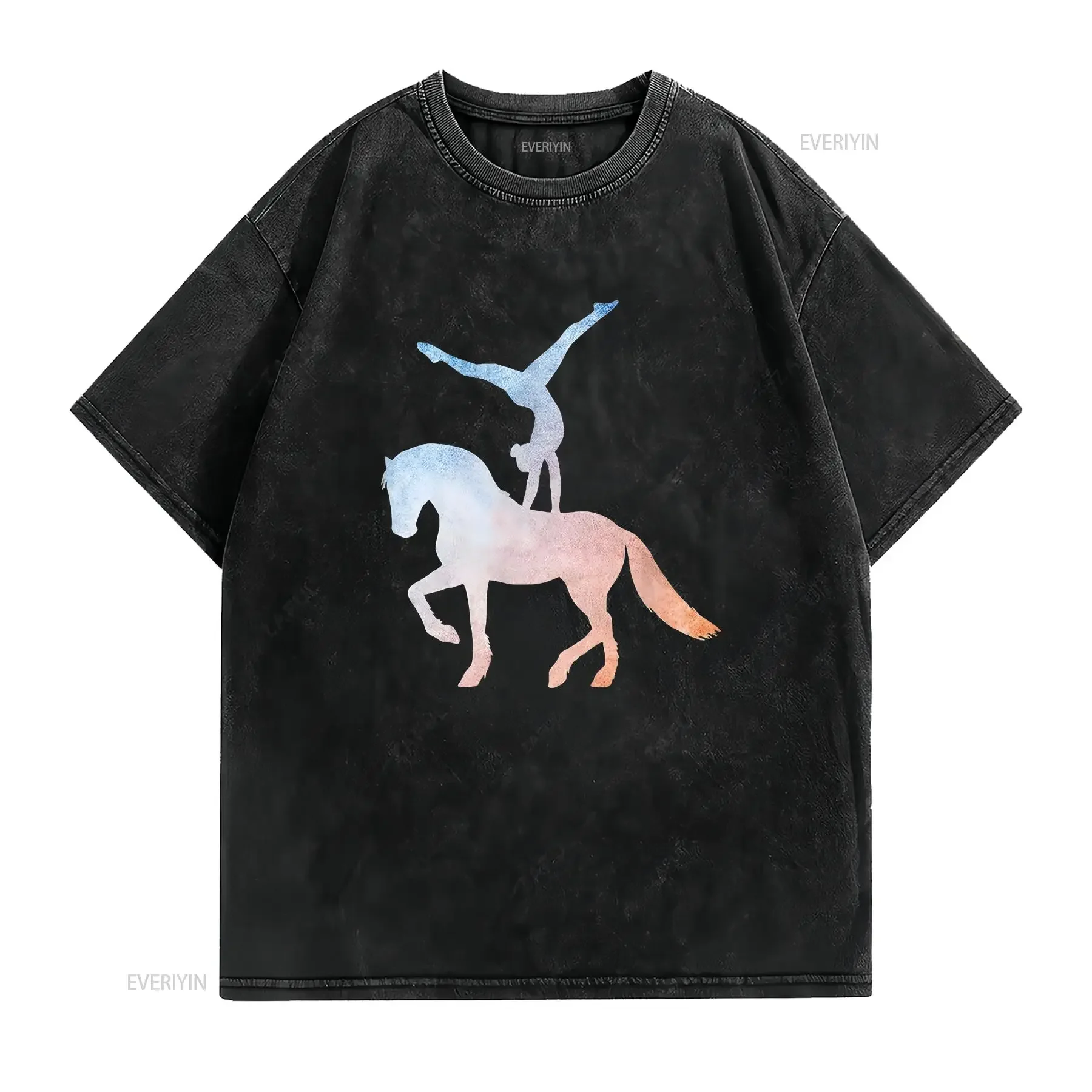 Vaulting T Shirt Equestrian Sport Horse s  vintage Washed streetwear Comfortable Breathable Top For Everyday Wear graphic