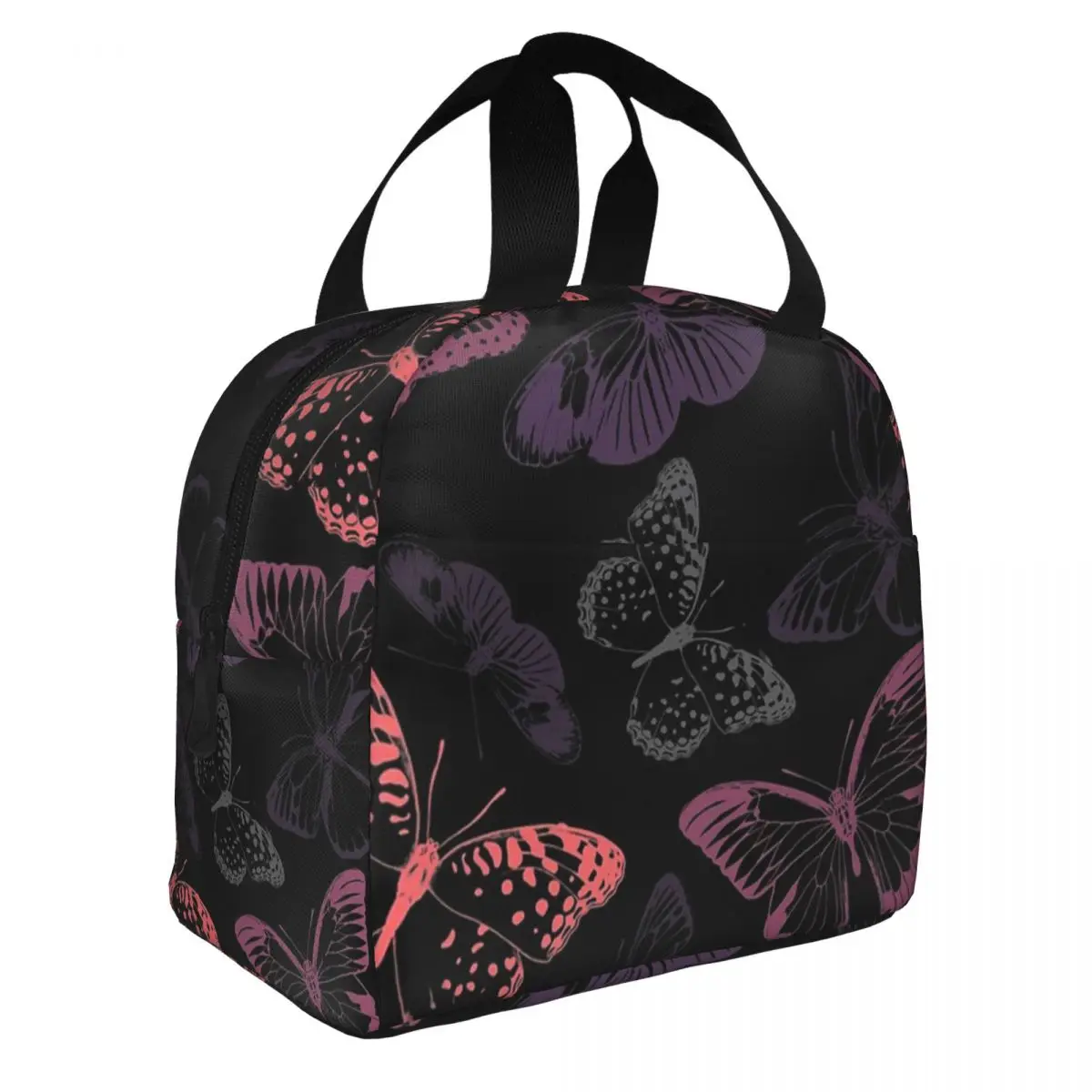 Lunch Bags for Women Kids Seamless Butterflies Insulated Cooler Portable School Animal Canvas Lunch Box Bento Pouch