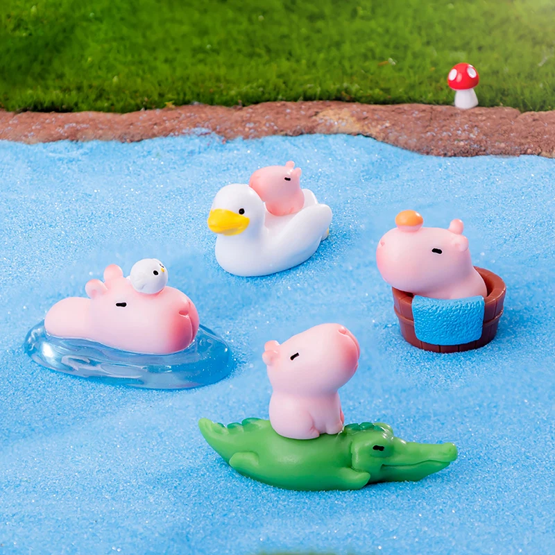 Modelo de animales de simulación de capibara, Mini figuras de acción de capibara, decoración del hogar, regalo para niños, microadorno de paisaje DIY
