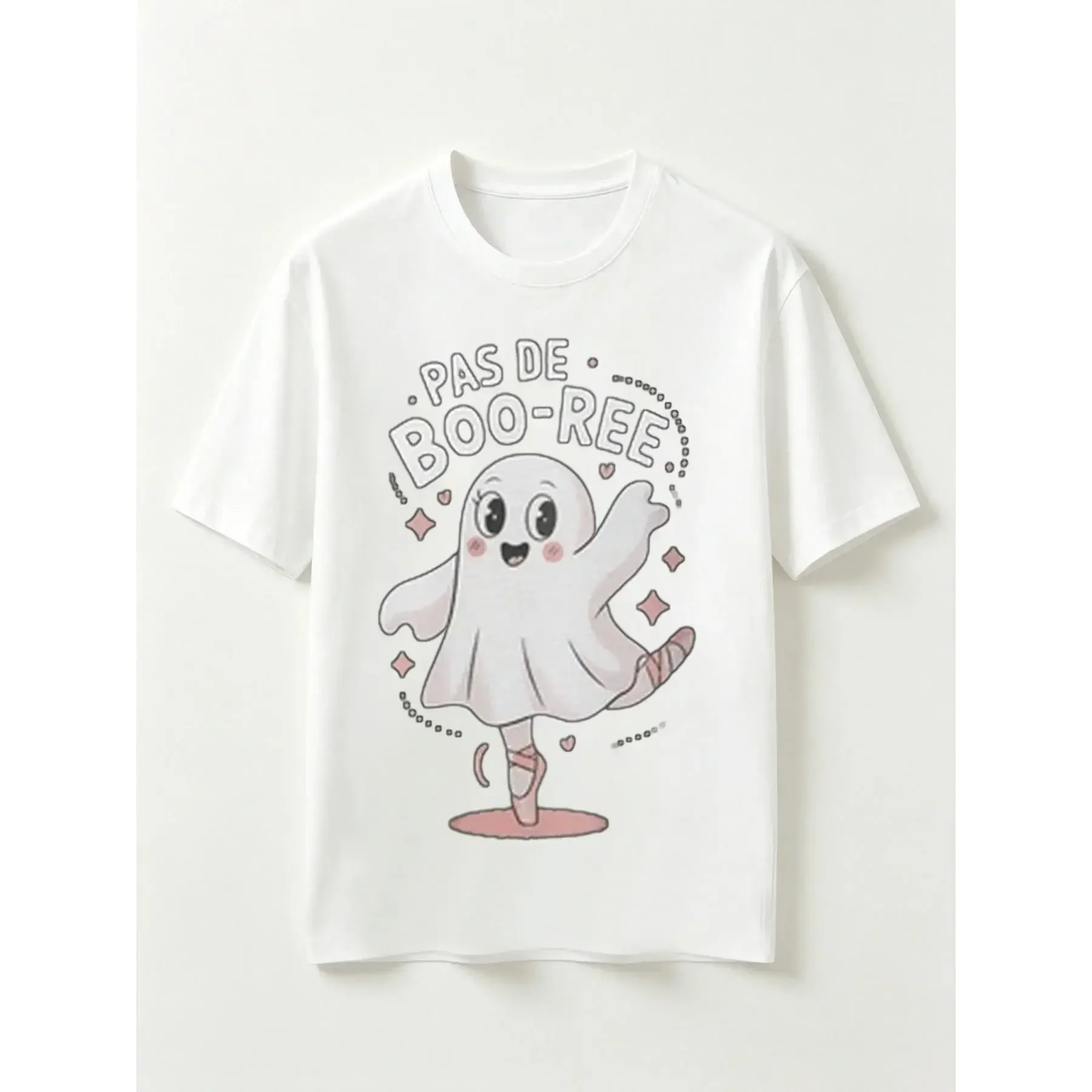 Pas De Boo-Ree Ballet Ghost Graphic T-Shirt, Cute Halloween Dancer Gift Tee