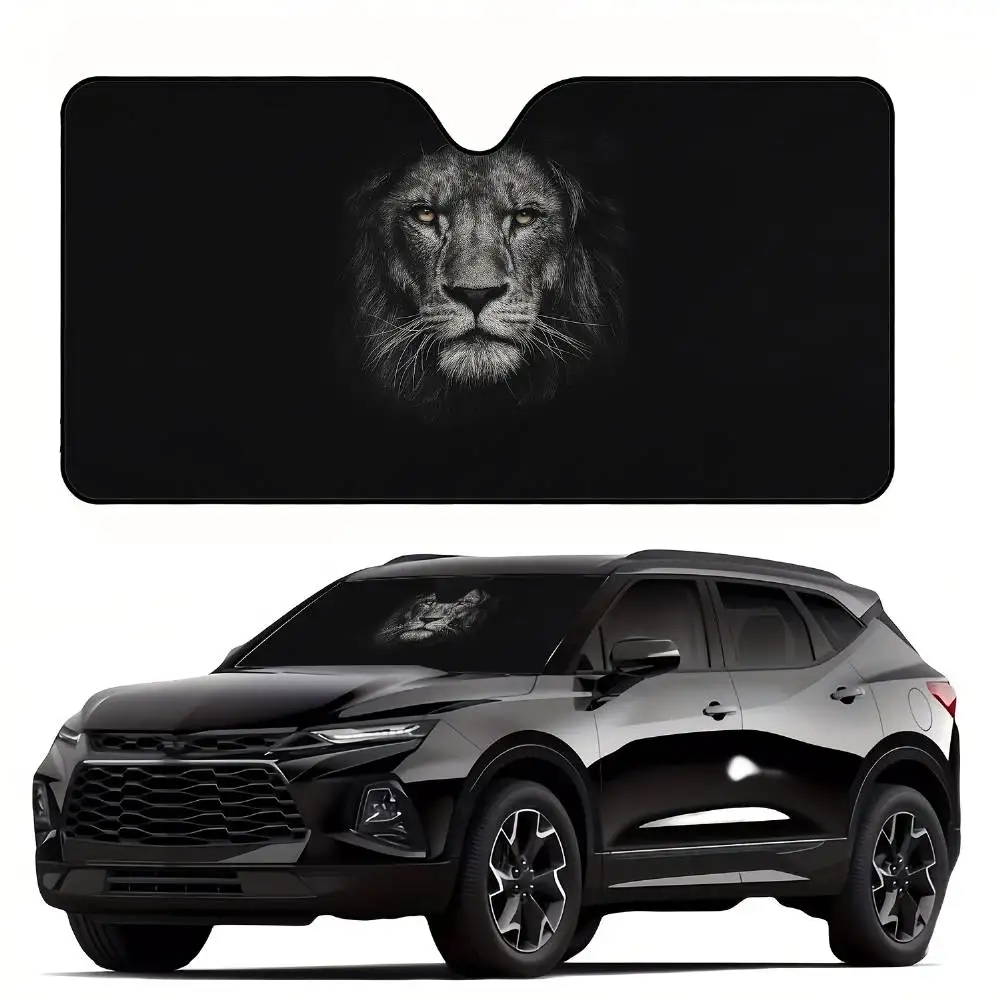 Dominant Lion Print Car Windshield Sunshade Foldable Easy Install Sun Visor For Car SUV Truck Self-Driving Tour