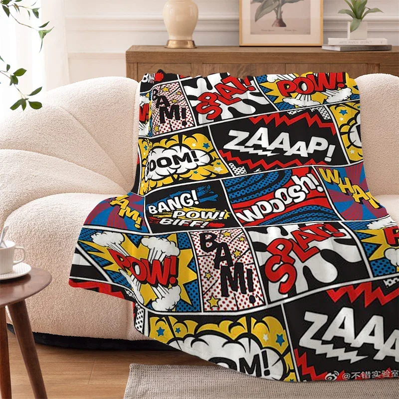 Bed Blanket Sofa Winter Pop Art Warm Knee Fleece Camping Custom Decorative Nap Fluffy Soft Blankets Microfiber Bedding King Size