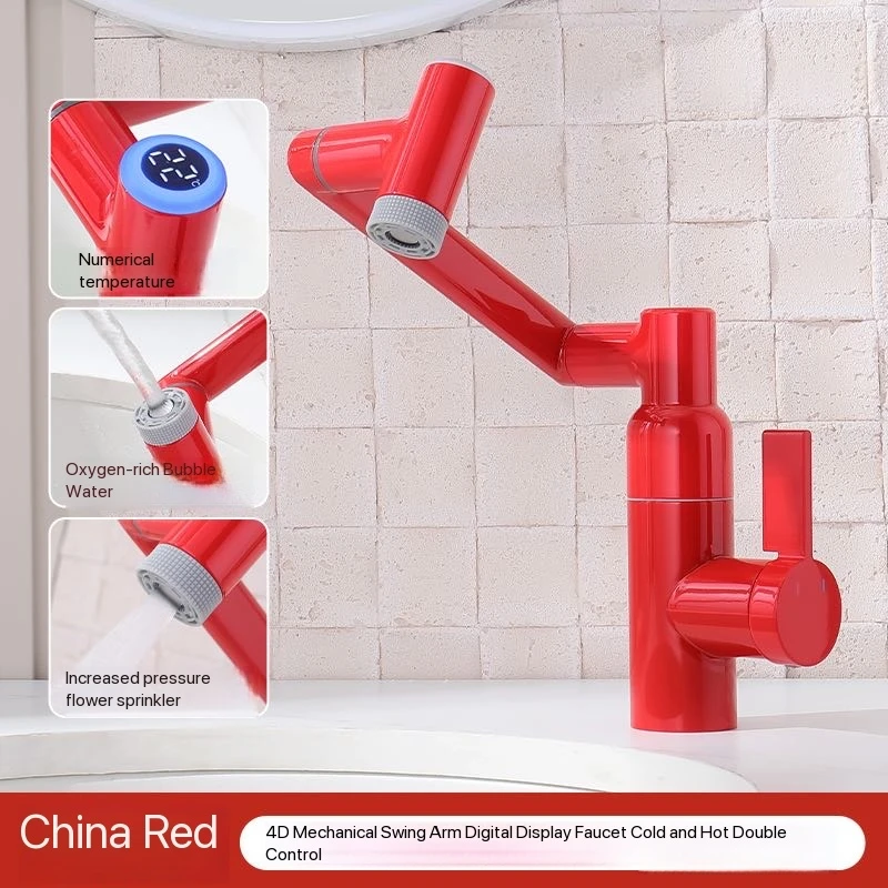 

Household Hotel Project Kitchen Bathroom Public Toilet Display Screen Digital Display Hot and Cold Rotating Faucet Washbasin Sink Bathroom Cabinet Sink Faucet