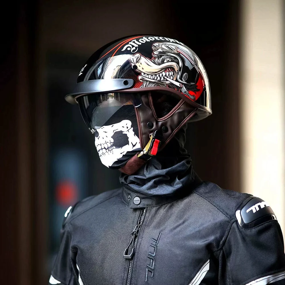 

Motorcycle Half Helmet High-quality Retro Carat Multi-Purpose Headgear Classic Design Stylish Safe Comfortable Original Decals