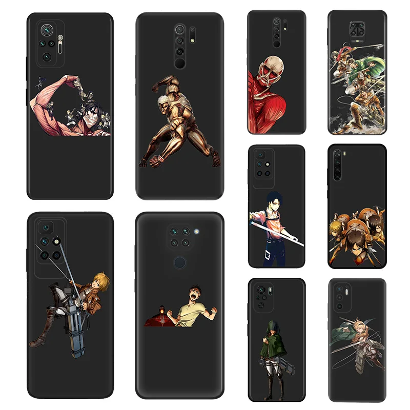 Phone Cases for Redmi Note 10 Lite 9 9T 9S 8 8T 7 9A 9C 10A C Attack on Titan Eren-Yeager Xiaomi 10T Pro Shell Black Case Cover