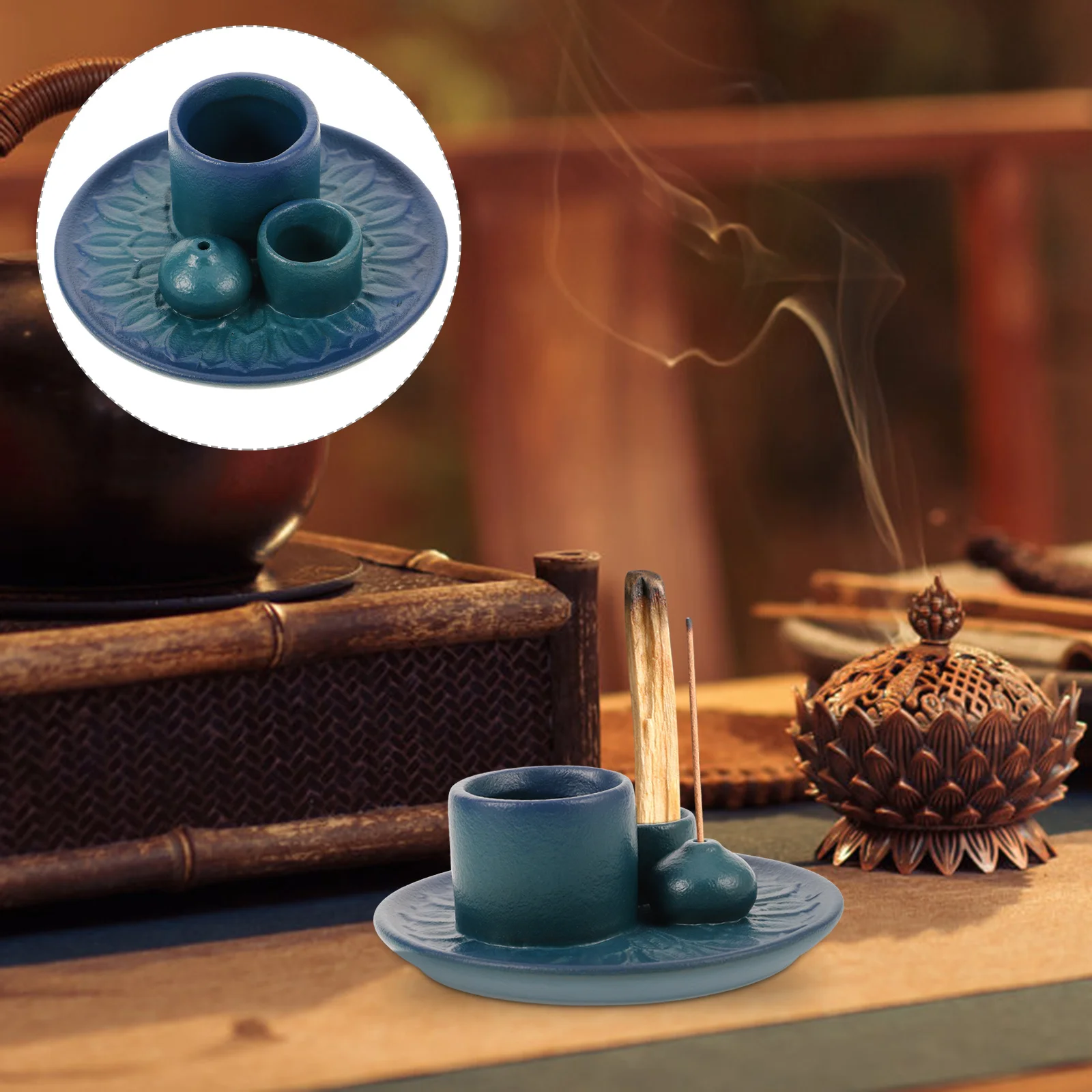 

Sage Holder Burner Material Flat Bottom Incense Smudge Stand Aromatherapy Desktop Decor Portable Sage Holder for Burning