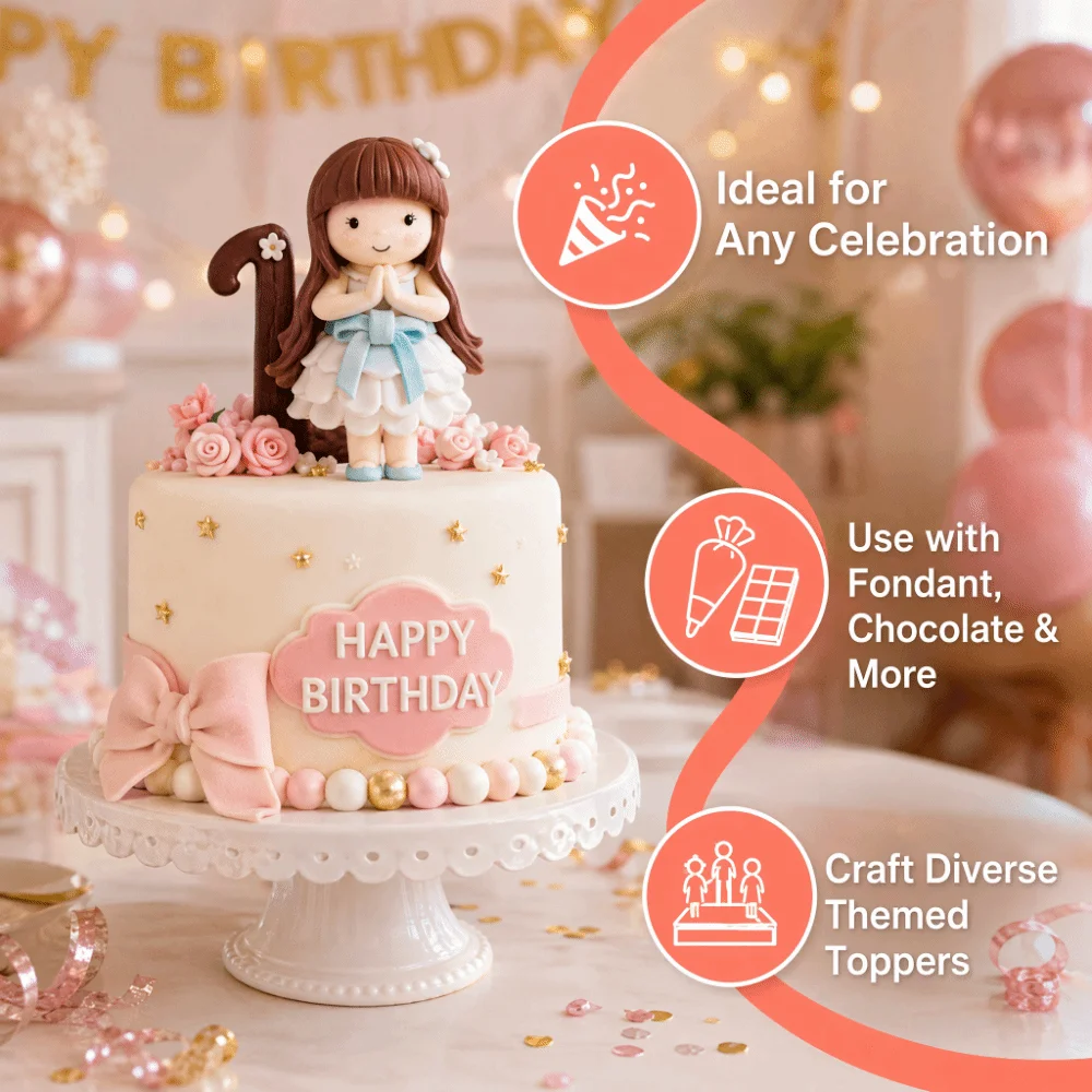 4 Sets PP Fondant Mold Men Women Boys Girls 3D Human Body Mould People Shaped Mold White Cake Decorative Tools Home Baking