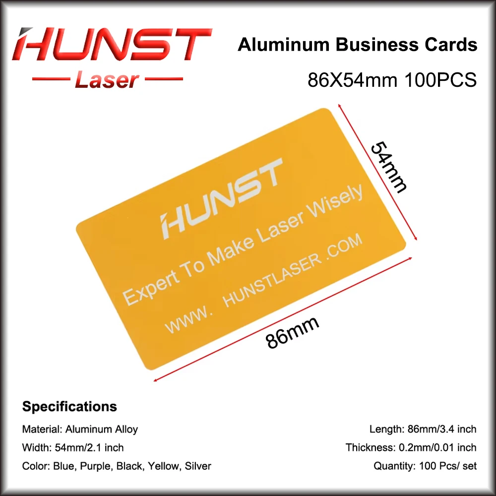 HUNST 100PCS/LOT Business Name Cards Multicolor Aluminium Alloy Metal Sheet Testing Material for Laser Marking Machine