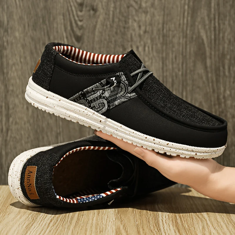 2024 Summer Men Canvas Shoes Espadrilles Breathable Casual Shoes Men Loafers Comfortable Ultralight Lazy Boat Shoes Big Size 48