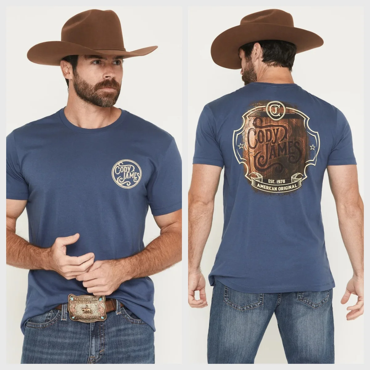 Cody James Men's Whiskey Barrel Logo Short Sleeve Graphic T-Shirt High-end Luxury Unisex Style Both of Men and Women