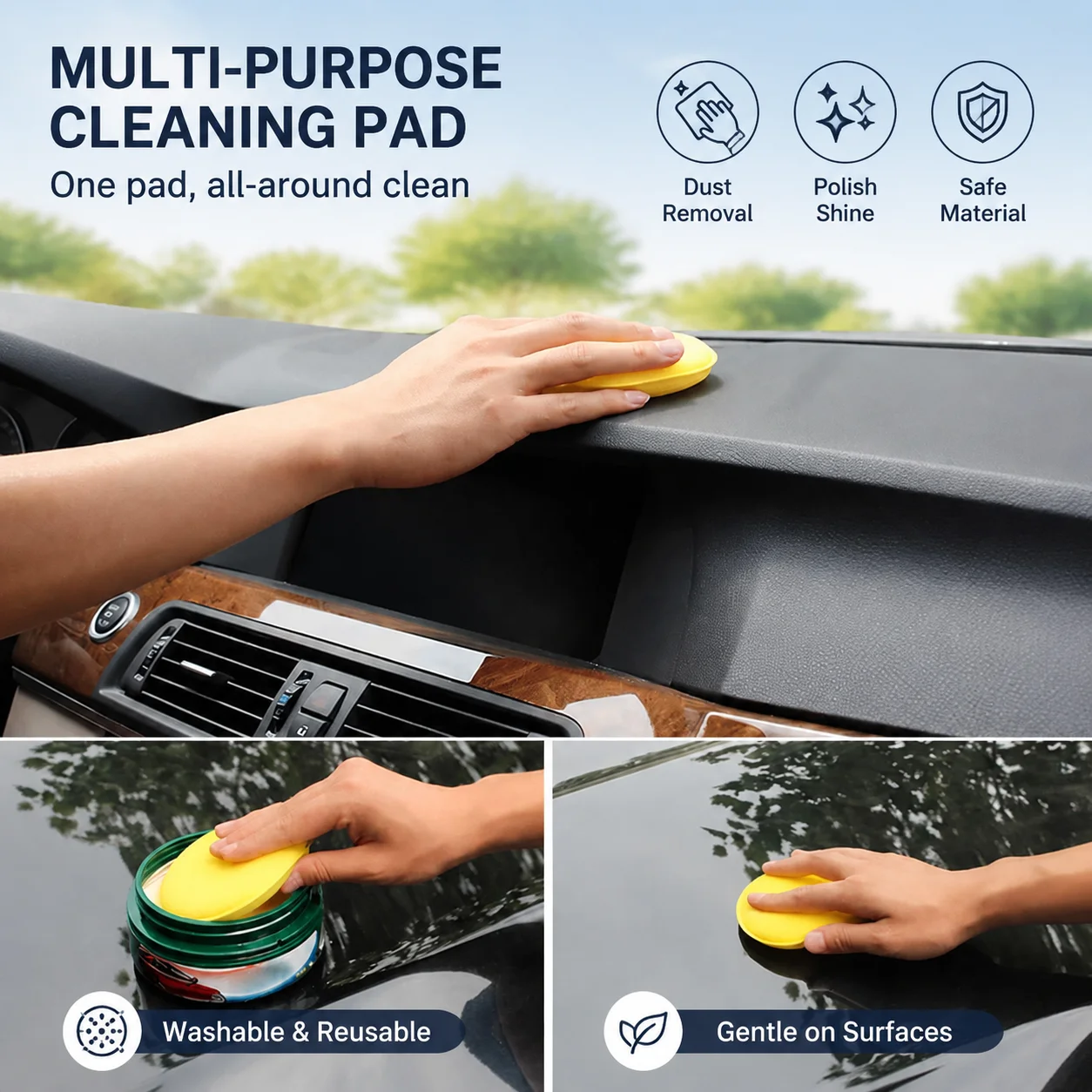 High Density Soft Foam Applicator Pad for Auto Paint Care Waxing & Polishing Practical Vehicle Cleaning Buffing Tool