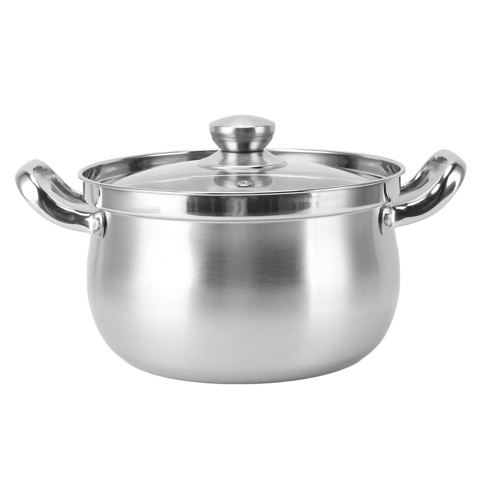 

24cm Stockpot 201 Stainless Steel Spill Proof Soup Pot with Dual Handle Lid Glass for Kitchen Cookware Stainless Steel Stock Pot