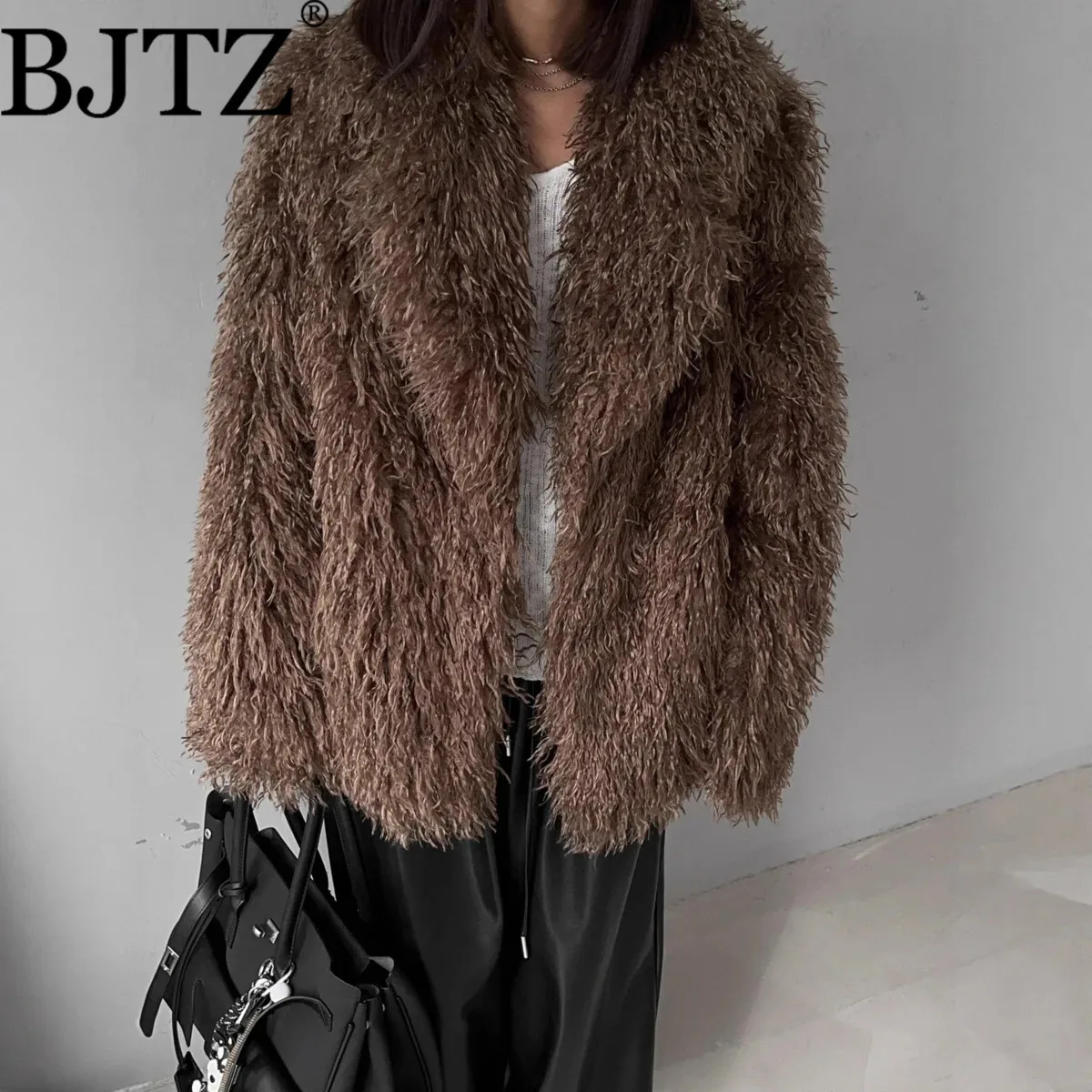 

BJTZ 2025 Winter Fashion Faux Fur Coat Women Loose Soft Thick Versatile Overcoat Fashion Elegant Jacket