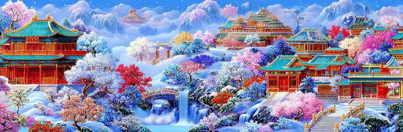 

9CT 11CT 14CT Winter Snow Mountains Pre-Printed Cross Stitch DIY Embroidery Set Handicraft Floss Needle Crafts Large Size