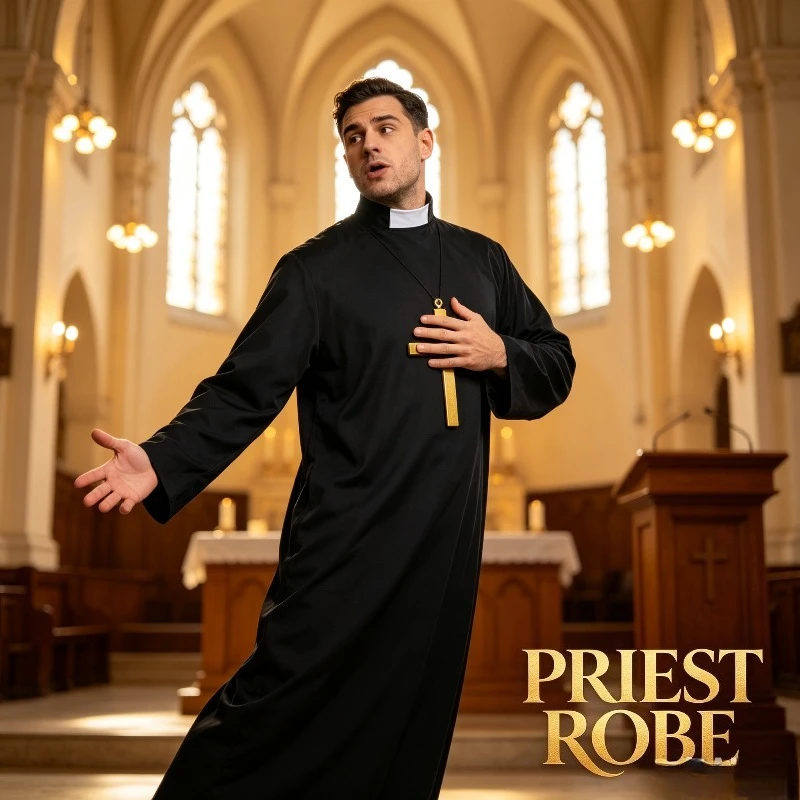 Disguised Costumes for Male Priest Role-playing Priest Robes Themed Parties and Stage Performances