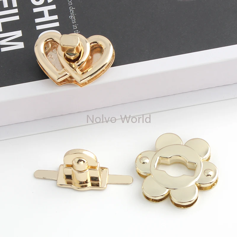 Silver/Light Gold Round/Butterfly Shape Metal Turn Lock Twist Lock For Bags Handbag Purse Press Push Button Locks Accessories