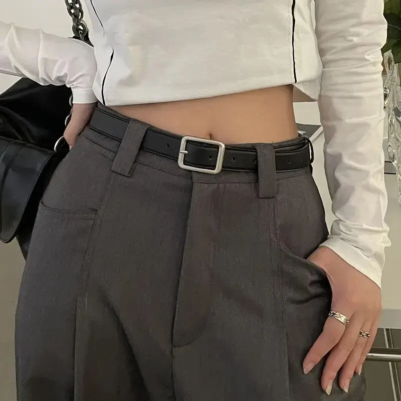 1pc Women's Belt Trendy Square Buckle Belt High End Genuine Soft PU Leather Belt Paired with Skirt Work Pants Jeans Belt Unisex