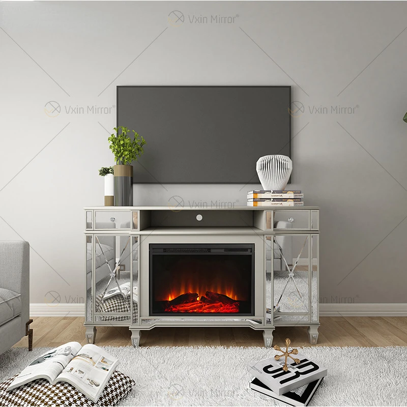 Wholesale of European and American mirror TV cabinets, electric heating stoves, audio-visual cabinets with drawers