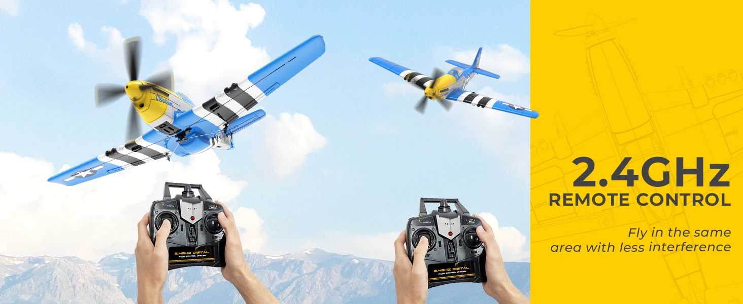 Volantexrc 4-CH P-51D Mustang RC Plane, One-Key Aerobatic, 6-Axis Gyro, 30 Min Flight, Beginner to Pro, Ideal Outdoor Gift.
