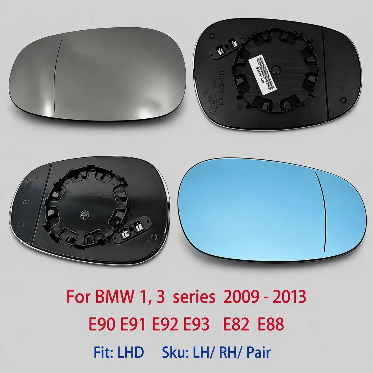 Side Mirror Glass for BMW 1 3 Series E90 E91 E92 E93  E82 E88 Heated Blue Left Right 2009-2013 51167252895 51167252896