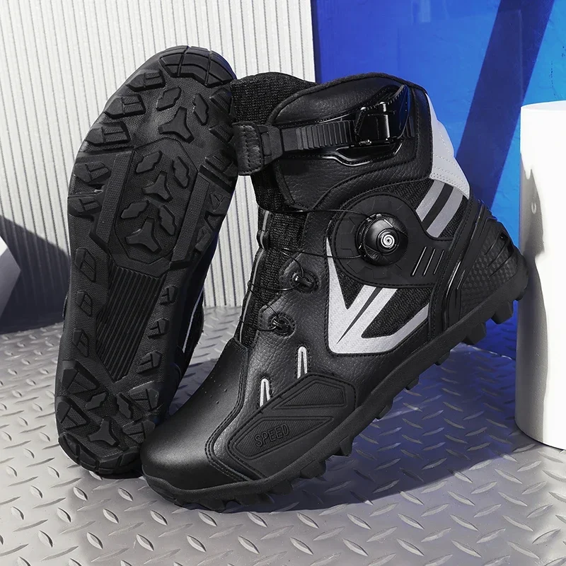 

Outdoor Motorcycle Ultra-fine New Fiber Leather Protective Boots Riding Men's and Women's Anti-slip Waterproof Rain Boots