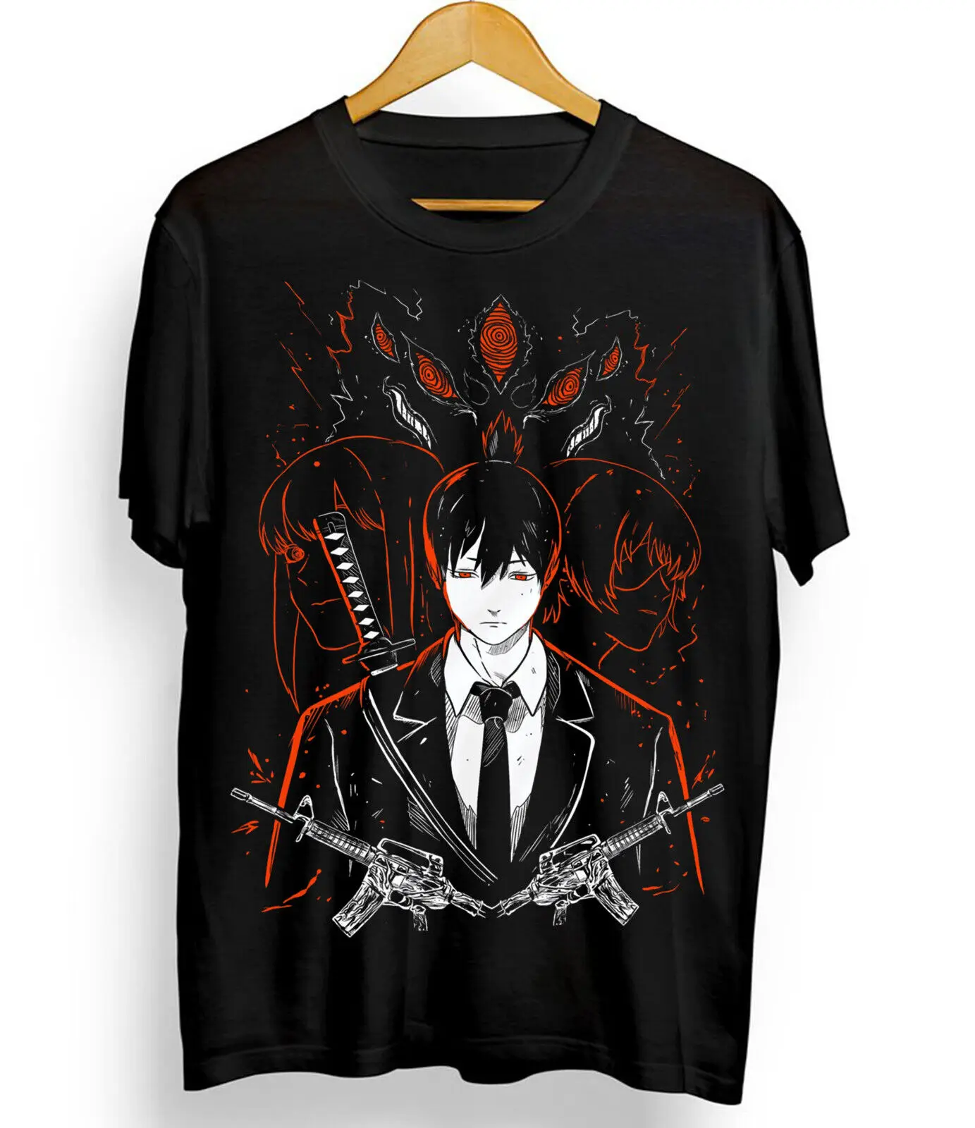 Chainsaw Man T-Shirt,Anime Manga Denji T-Shirt, Aki Power T-Shirt,Black T-shirt