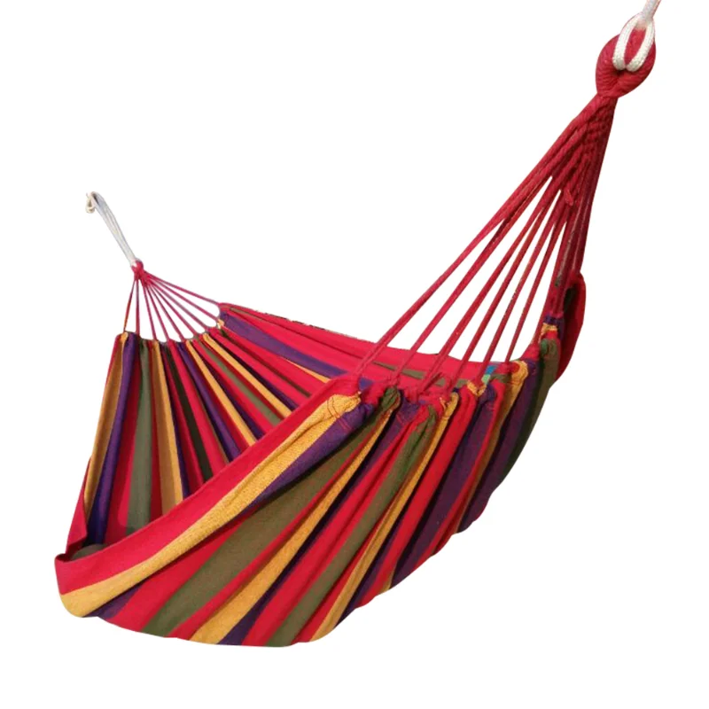 Canvas Hammock Outdoor Wholesale Anti-Rollover Single Double Swing Outdoor Hammock Camping with Curved Stick