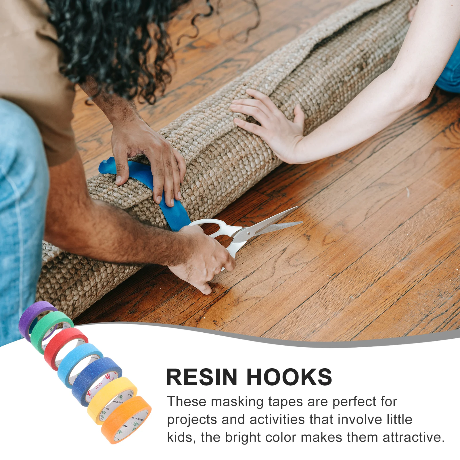 

7 Rolls Practical Masking Tapes for Home DIY Projects Removable Without Residue Bright Colors Attractive for Kids