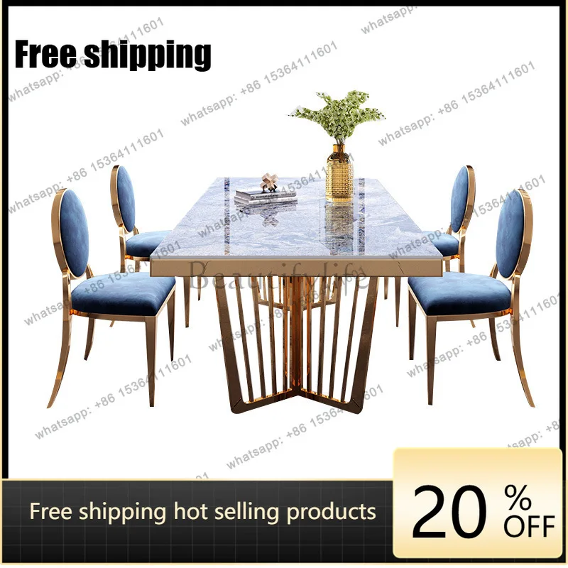 hot  Italian rock slab dining table rectangular simple living room table householdFactory Direct