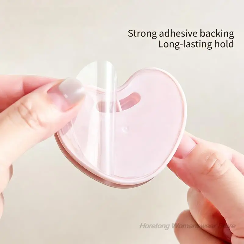 2 Pack Heart Shaped Couple Wall Mounted Toothpaste Holder Clip Self Adhesive No Drill Waterproof Non-Slip Bathroom Organizer