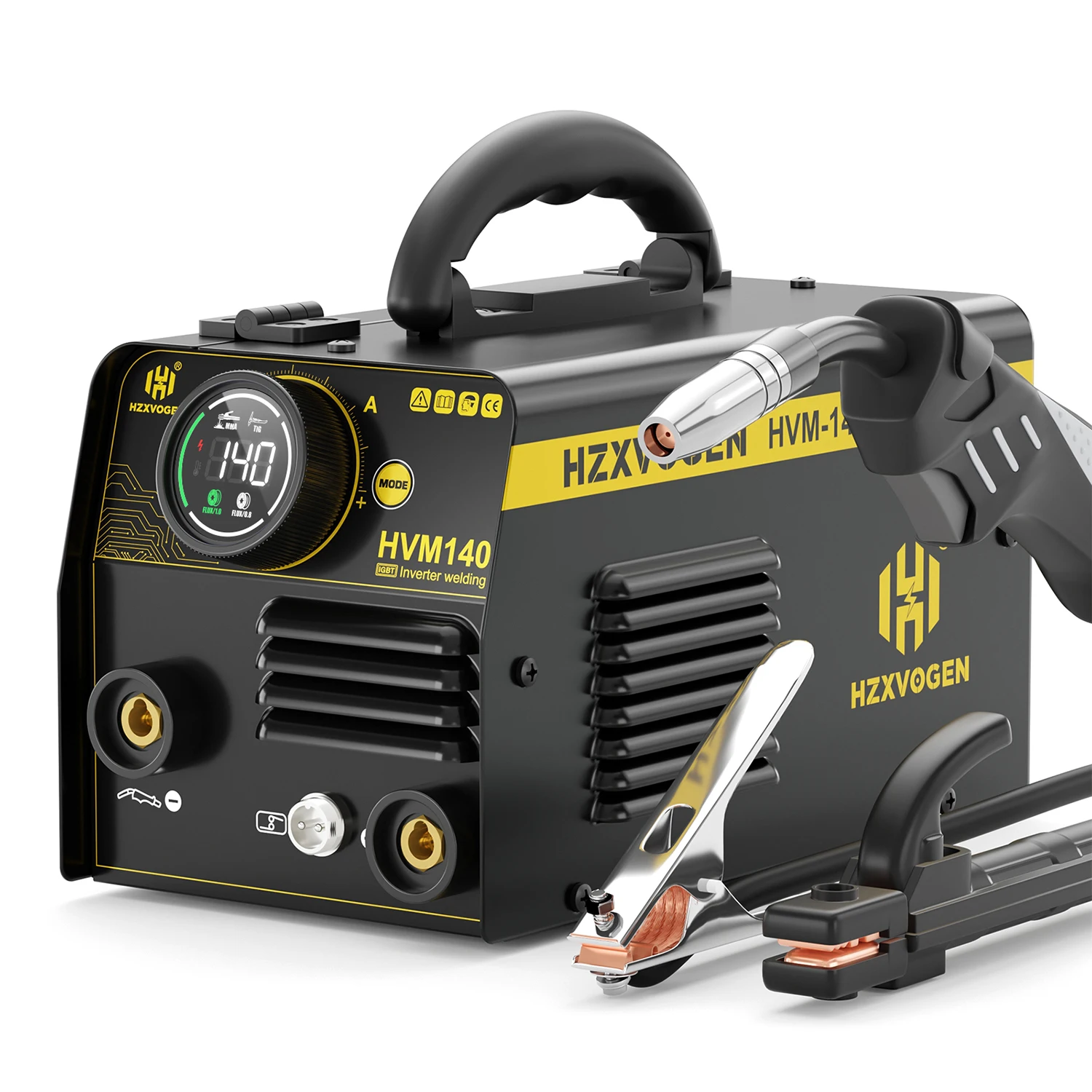 MIG Welder 140A HZXVOGEN HVM140 3 in 1 Gasless MIG MMA Lift TIG IGBT Inverter Welding Machine 220V Portable