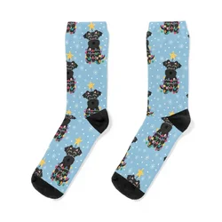 Calcetines de árbol de Navidad Schnauzer en miniatura para hombre y mujer, calcetines negros con estampado, zapatos de tenis de golf