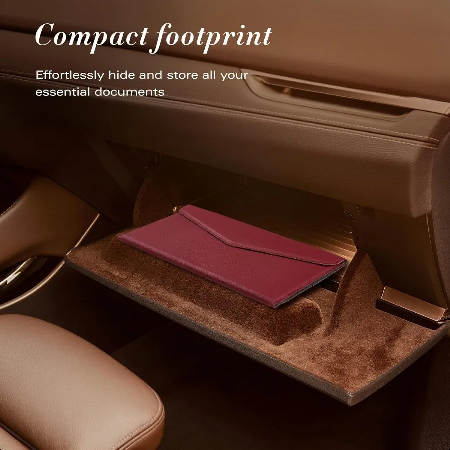 Porta documenti e assicurativi per auto in pelle con vano magnetico Portaoggetti per veicoli Portaoggetti per carte di patente di guida Em