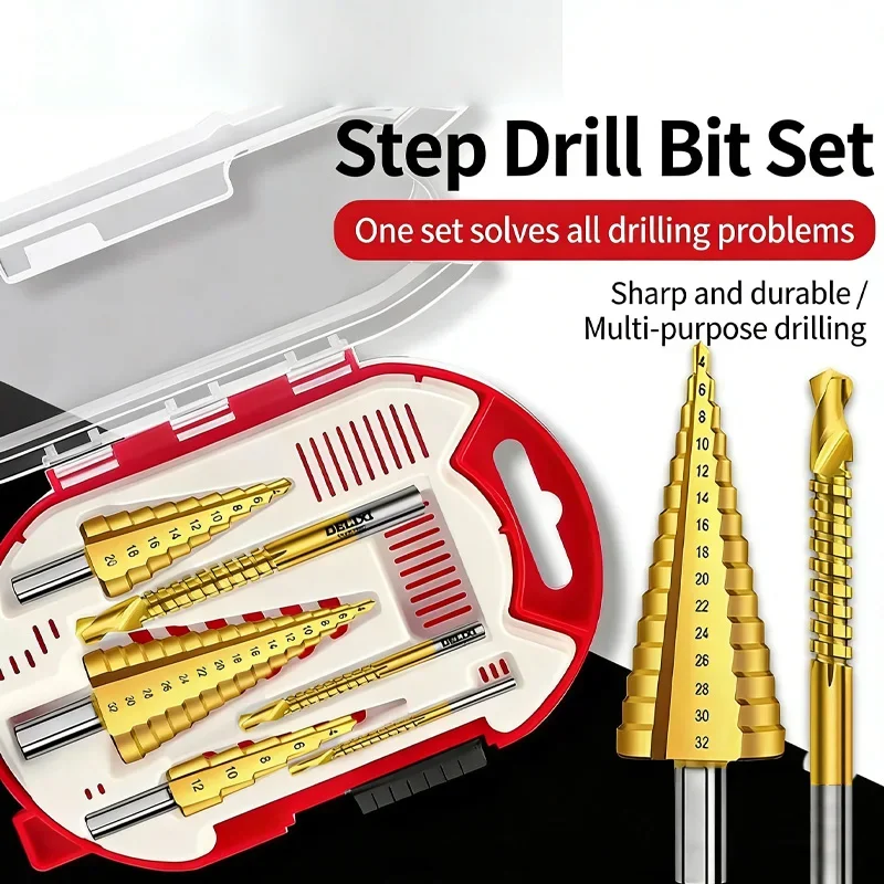 

Sawtooth shaped pagoda shaped drill bit drilling tool, metal ladder drill set, alloy stainless steel multifunctional reamer