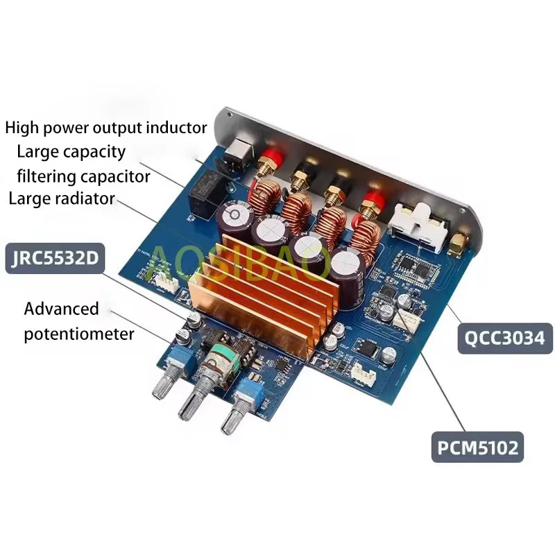 AIYIMA SMSL D400B TPA3223 Digital Amplifier 200W * 2 Tone HIFI Amplifier Decoding Dual VU Table 5.1 Bluetooth Amp Audio