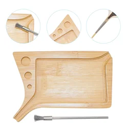 Multipurpose Wood Herb Tobacco Rolling Tray with Funnel Tool Loader Cones Bamboo Rolling Tool Smoking Accessories