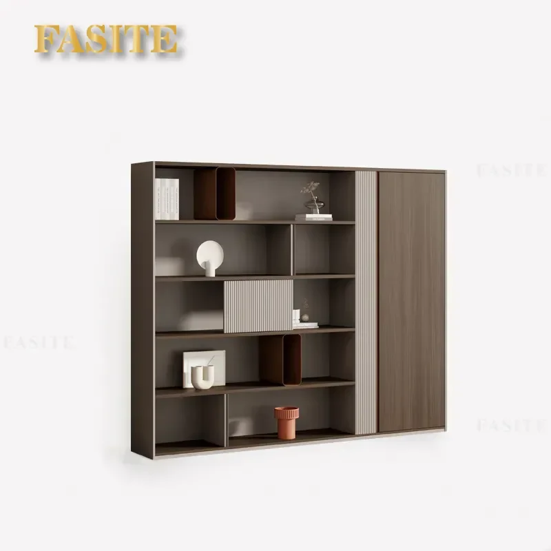 For Office Wooden File Cabinet Modern Data Storage Locker Bookcase Background Furniture with Drawers for Home Business Use