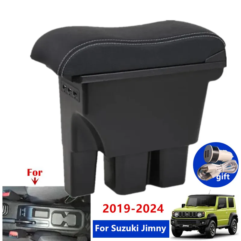 

For Suzuki Jimny Armrest Box For Suzuki Jimny JB74 2019-2024 Car Central Storage Box with USB Ports Interior Retrofit Accessorie
