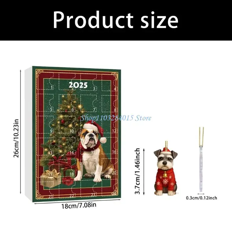 R6FF Dog Lovers Advent Calendar Christmas Tree Decorations Blind Boxes With Surprise Acrylic Ornaments For Holiday Countdown