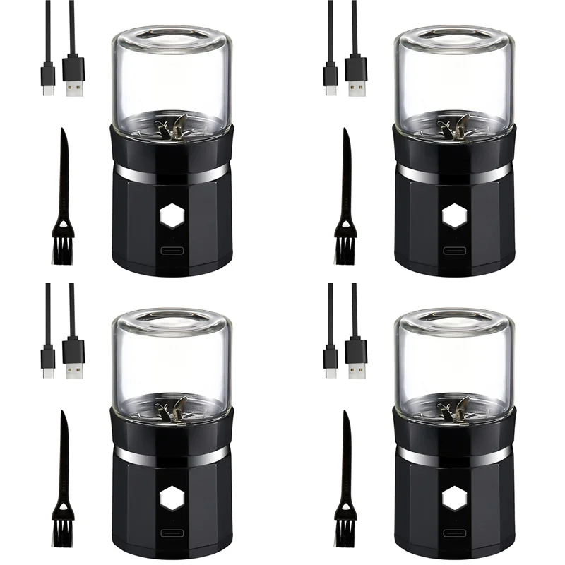 TKOH-4X เครื่องบดไฟฟ้าขนาดเล็กแบบพกพาเครื่องบดวานิลลา USB ชาร์จโรงสีพร้อมแปรงทําความสะอาดสําหรับชาโรสแมรี่