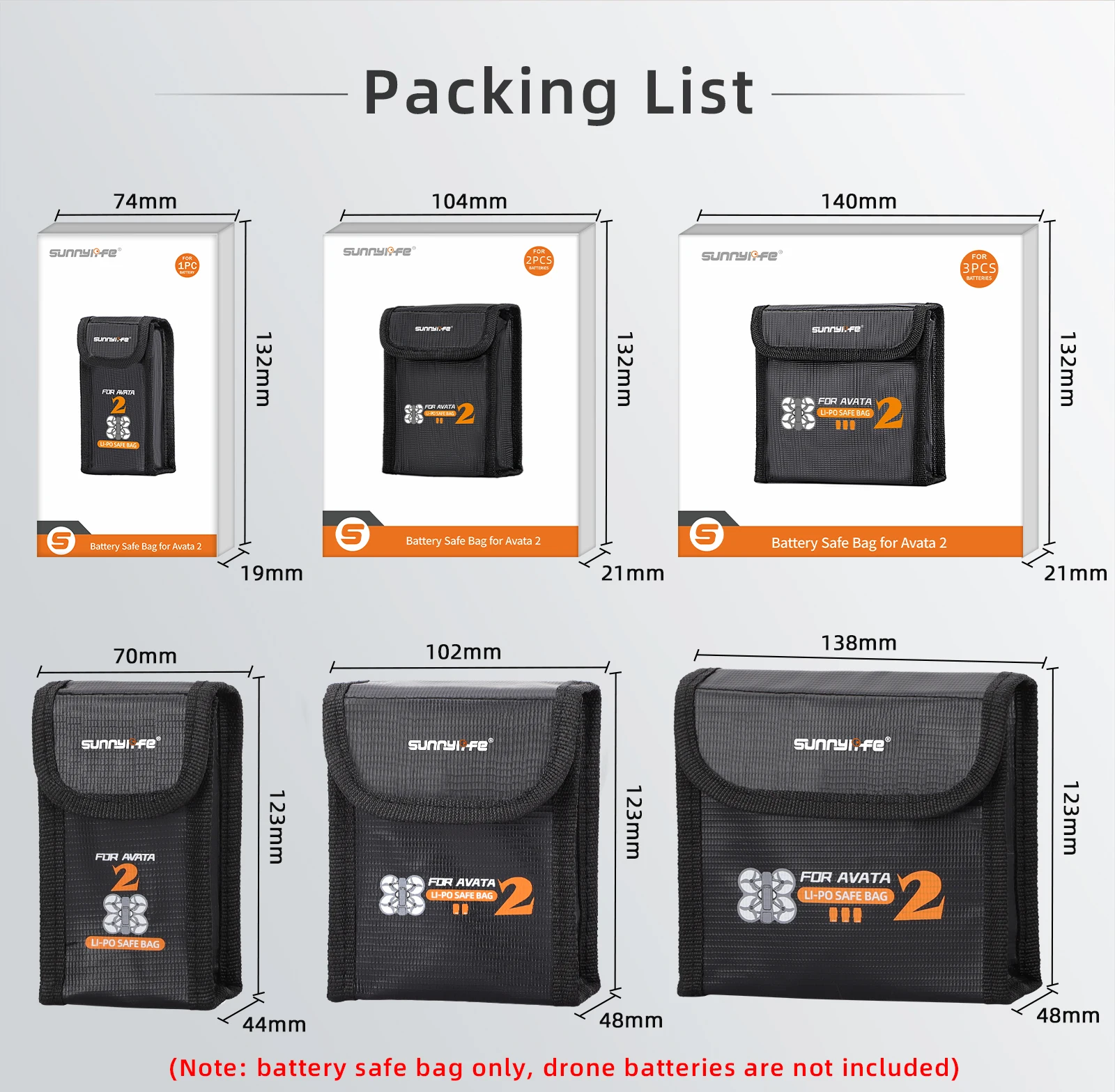 Sunnylife-bolsa a prueba de explosiones para batería, estuche de transporte de radiación resistente al calor para DJI Avata 2, accesorios para Drones