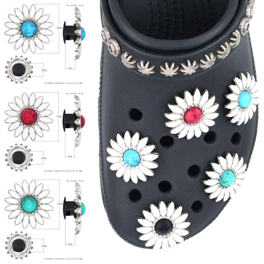 

Shoe Charms 1pcs Shoe Decorations Sandalias De Garden Metal Chrysanthemum Accessories Pins Buckle Hole Accessories W-55