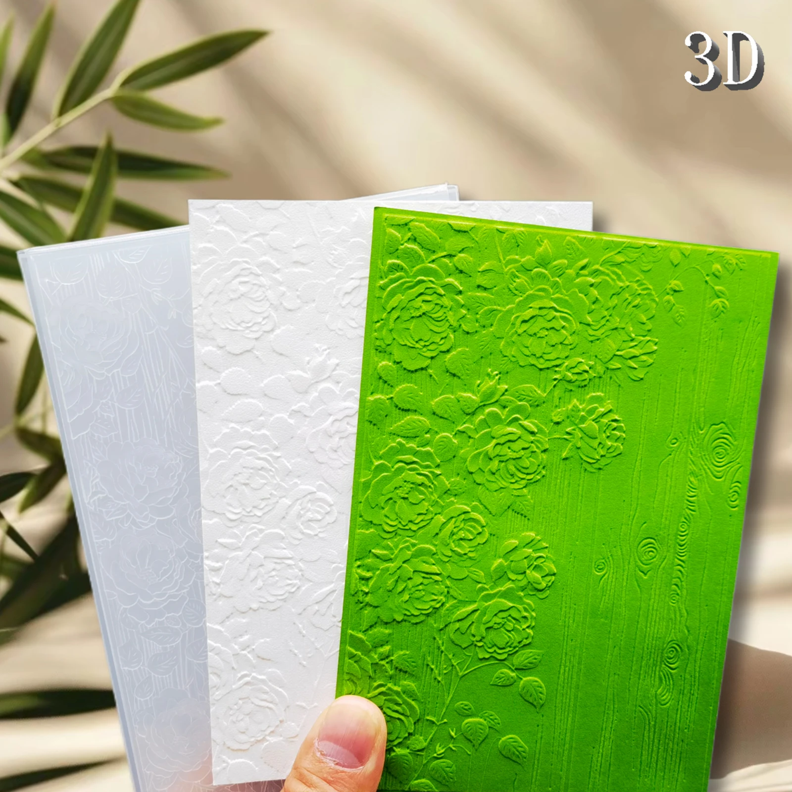 مجلد منقوش لخلفية الملمس الخشبي على شكل زهرة عتيقة - مشبك منقوش ثلاثي الأبعاد، قالب منقوش من البلاستيك مناسب جدًا لفياري #5