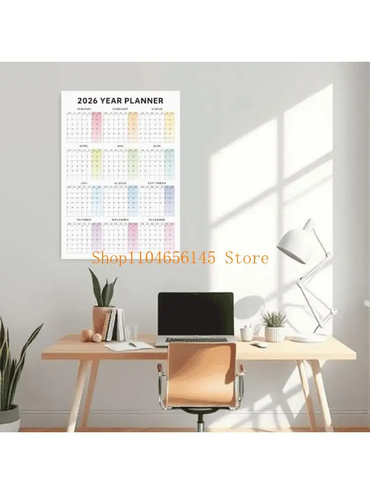 

652F 2026 Wall Hanging Calendar Yearly Planner for Goal Tracking Planning 75x53cm
