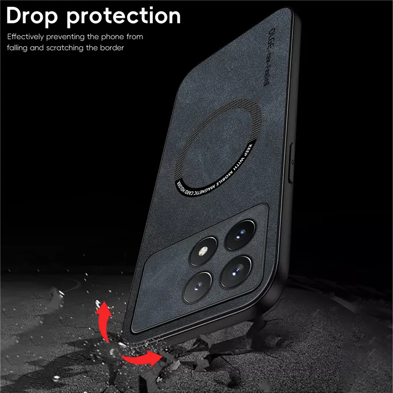 Magnetic Retro Leather Soft Case For Xiaomi Poco X6 Pro PocoX6 Pro Wireless Charging Phone Case Cover