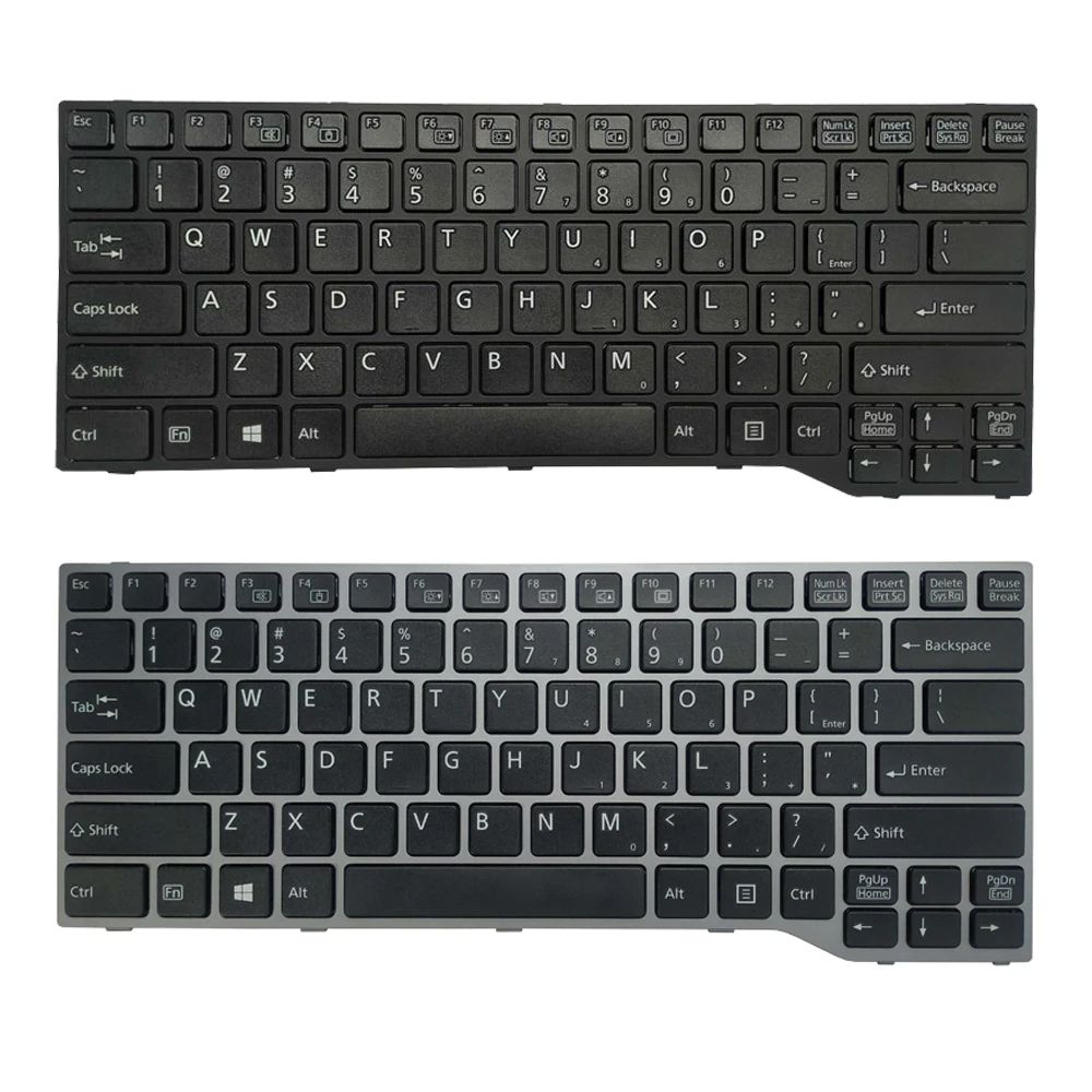 

New US Keyboard For Fujitsu Lifebook E733 E734 E743 E744 English Black/Silver Frame